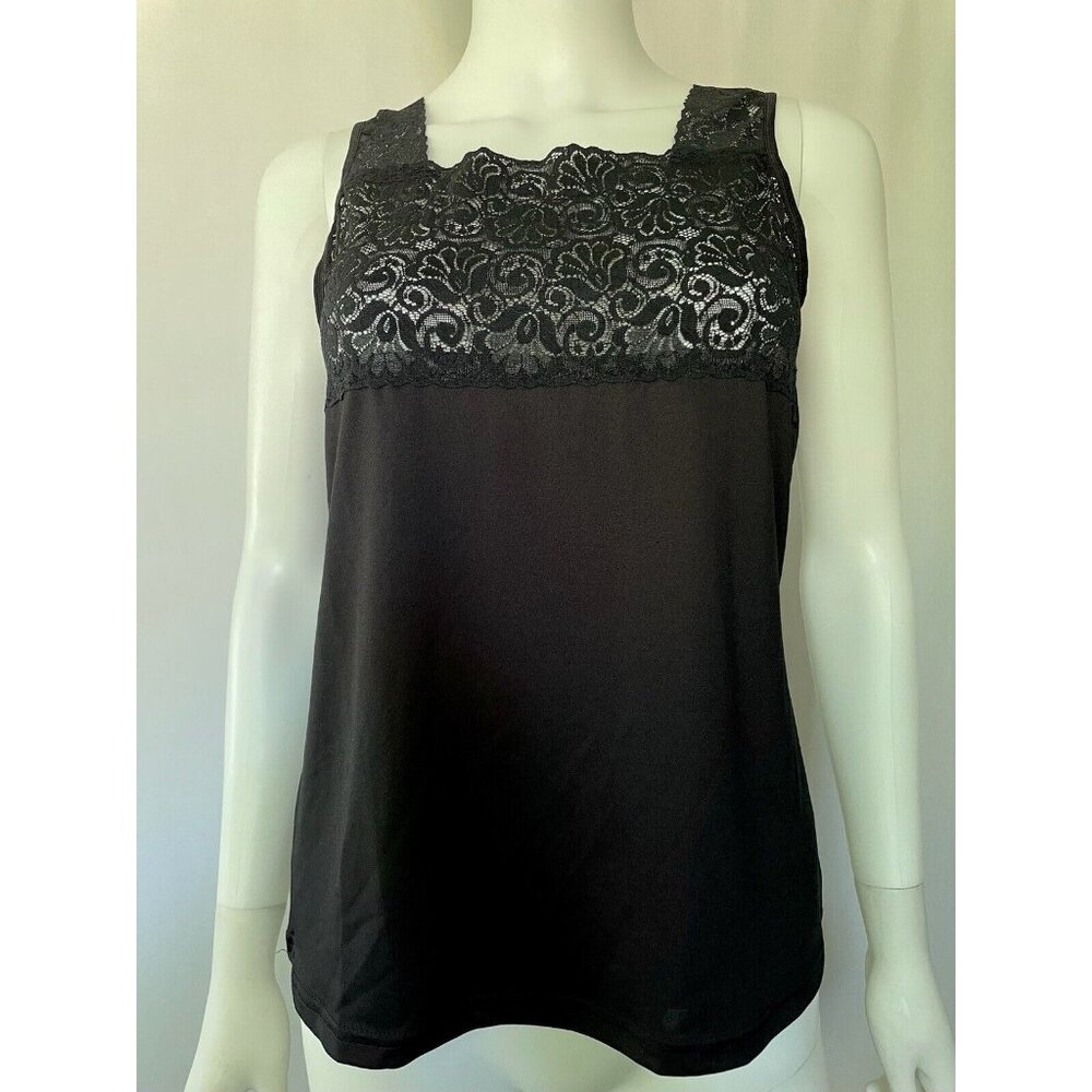 Cinema Women's Top Blouse Black Sleeveless Lace Size L